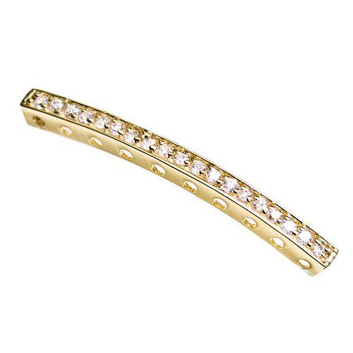 Bead Thru Gold Plate  Bar 35x3mm with Crystal CZs (1 Piece)