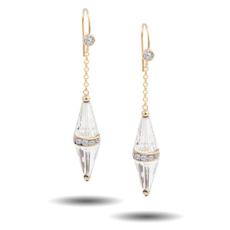 Gold Drops Swarovski Earring - Crystal - Too Cute Beads