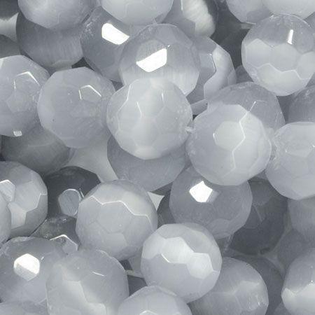 6mm Faceted Cats Eye - Grey (16 inch strands - Approximately 66 pieces)