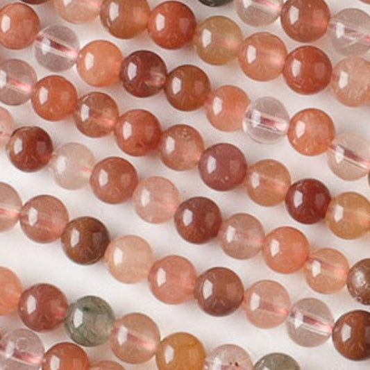 8mm Round Grade A Gemstone Beads - Red Rutilated Quartz (10 Pack) - Too Cute Beads