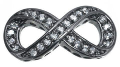 Bead Thru Infinity Symbol 28x14mm Black Ruthenium with Crystal CZ (1 Piece) - Too Cute Beads