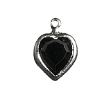 8.8mm S/S Plate Heart Charm- Jet (1pc)