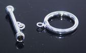 .925 Sterling Silver Round Bead CZ Toggle - Black (1 Set) - Too Cute Beads