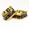 4mm Gold Plate Squaredell - Jet (Sold by the piece) - Too Cute Beads