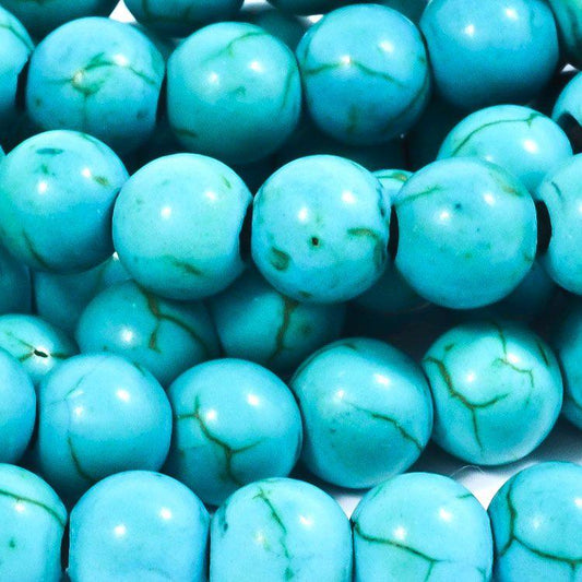 12mm Turquoise Howlite Round with 2.5mm Hole (aprox 17) - Too Cute Beads