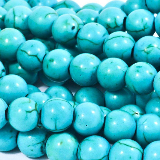 8mm Turquoise Howlite Round with 2.5mm Hole (aprox26) - Too Cute Beads