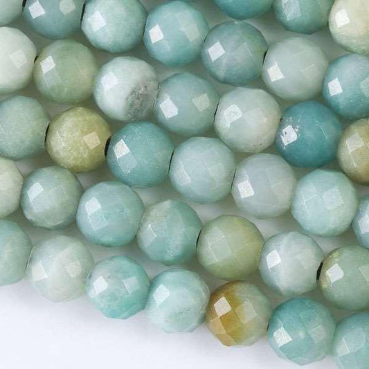 8mm Amazontite Faceted Round with 2.5mm Hole (8 Inch Strand) - Too Cute Beads