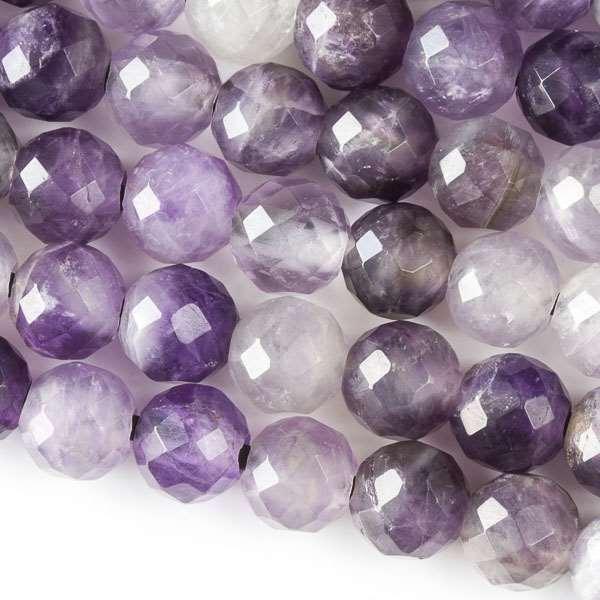 8mm Amethyst Faceted Round with 2.5mm Hole (8 Inch Strand) - Too Cute Beads