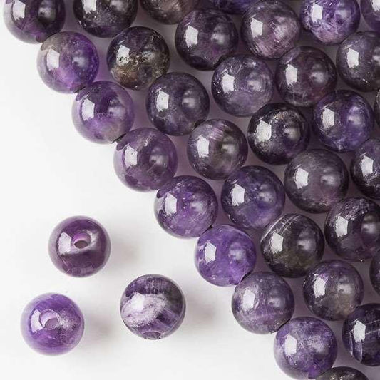 8mm Amethyst Round with 2.5mm Hole (8 Inch Strand) - Too Cute Beads