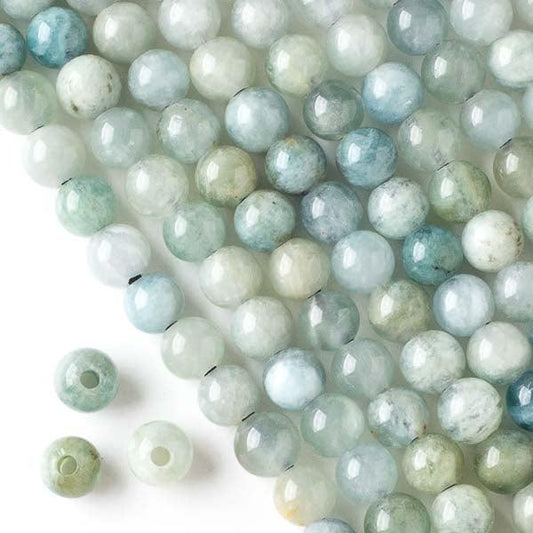 10mm Aquamarine Round with 2.5mm Hole (8 Inch Strand) - Too Cute Beads
