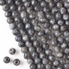 8mm Black Labradorite Round with 2.5mm Hole (8 Inch Strand) - Too Cute Beads