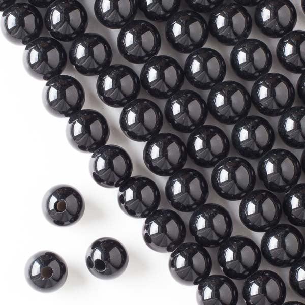 8mm Onyx Round with 2.5mm Hole (8 Inch Strand)