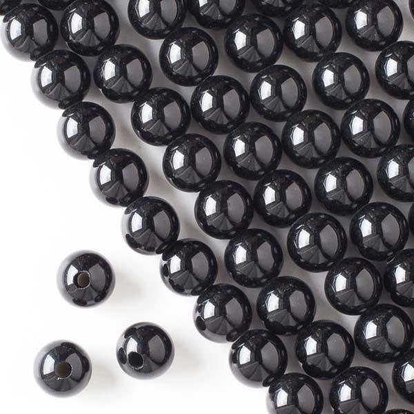 10mm Round Gemstone Beads - Onyx (10 Pieces) - Too Cute Beads