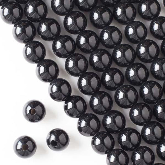 10mm Onyx Round with 2.5mm Hole (8 Inch Strand) - Too Cute Beads