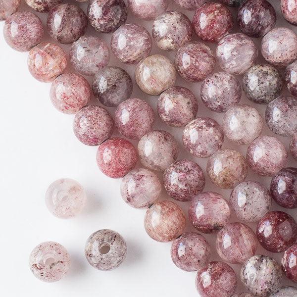 10mm Strawberry Quartz Round with 2.5mm Hole (8 Inch Strand) - Too Cute Beads