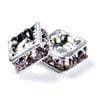 4mm Silver Plate Squaredell - Light Amethyst (Sold by the piece) - Too Cute Beads