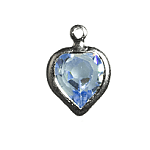 8.8mm S/S Plate Heart Charm- Light Sapphire (1pc) - Too Cute Beads