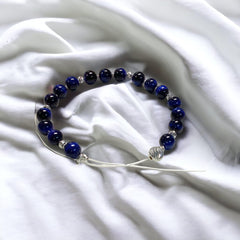 DIY Bracelet Kit - Natural Blue Tigereye Gemstone Bracelet - Too Cute Beads