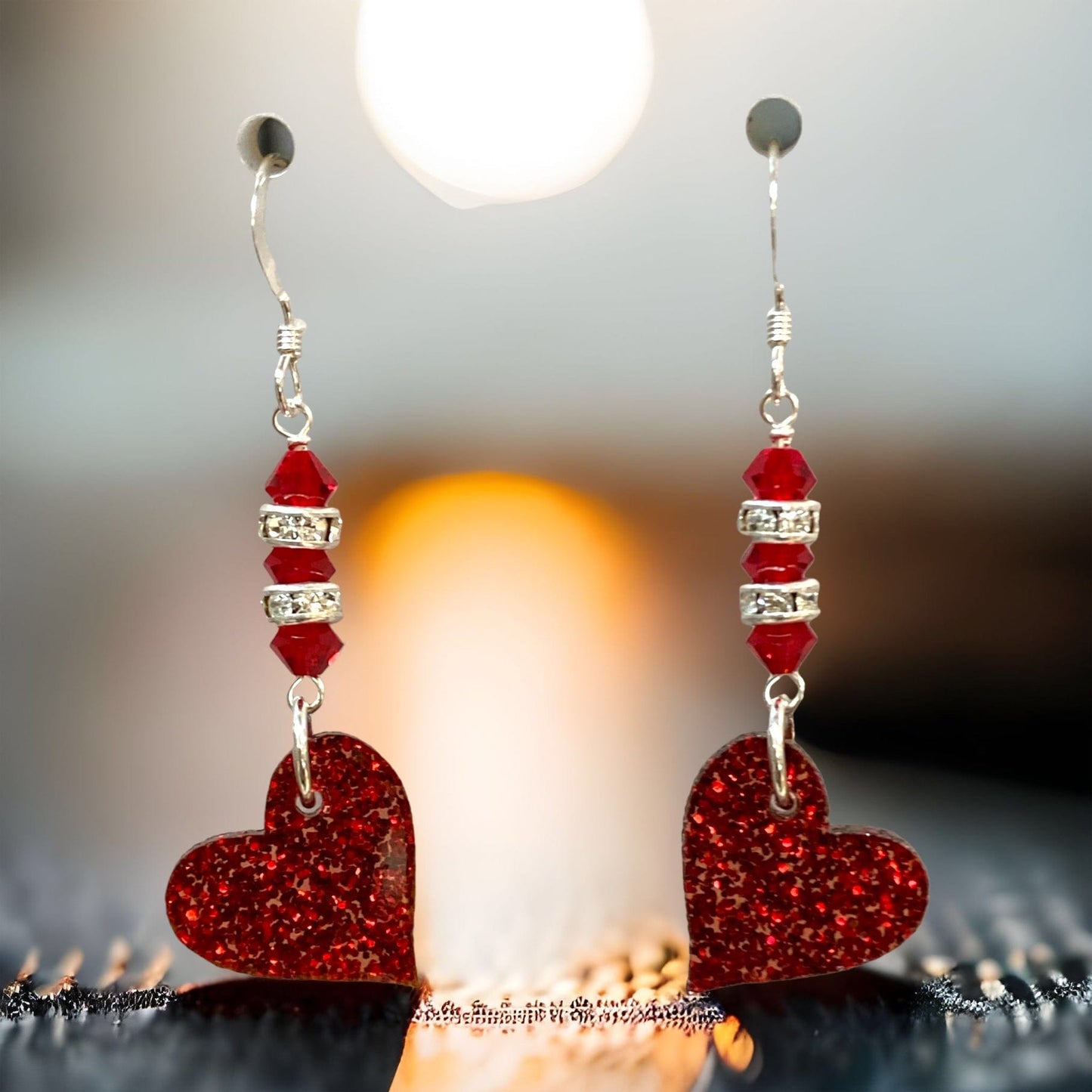 Sparkling Siam Heart Earring Kit - Too Cute Beads