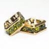 6mm Gold Plate Squaredell - Olivine (Sold by the piece)