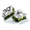 4mm Silver Plate Squaredell - Olivine (Sold by the piece) - Too Cute Beads