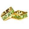 4mm Gold Plate Squaredell - Peridot (Sold by the piece) - Too Cute Beads