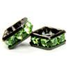 6mm Black Finish Squaredell - Peridot (Sold by the piece) - Too Cute Beads