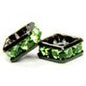 6mm Black Finish Squaredell - Peridot (Sold by the piece) - Too Cute Beads