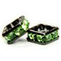 8mm Black Finish Squaredell - Peridot (Sold by the piece) - Too Cute Beads