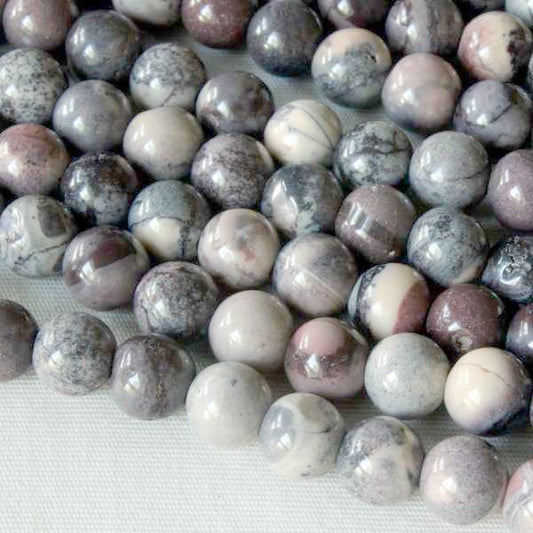 6mm Round Grade A Gemstone Beads - Porcelain Jasper (Pack of 10) - Too Cute Beads