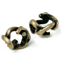 Crossed Slider for Licorice Leather - 14 x 11mm Antique Brass for Licorice Leather (1 piece) - Too Cute Beads