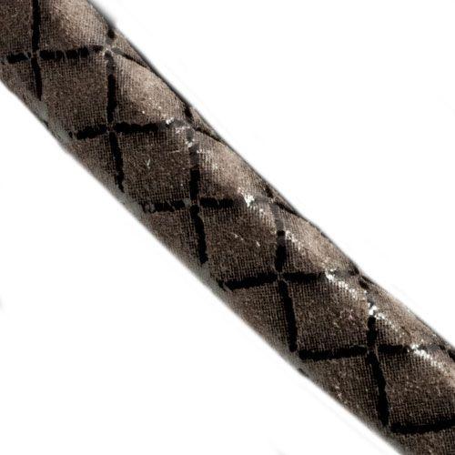 10 x 2mm Suede Coated Patterned Soft Flat Greek Leather - Brown Scales (Sold by the Inch)