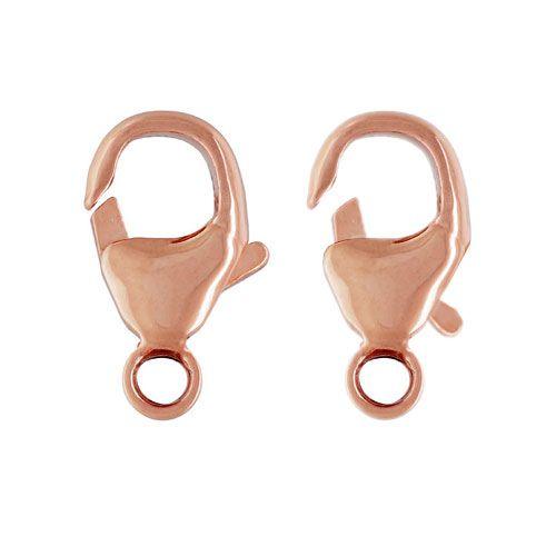 14K Rose Gold Filled Lobster Claw - 5mm x 9mm with 5mm Closed Ring (Sold by the Piece) - Too Cute Beads