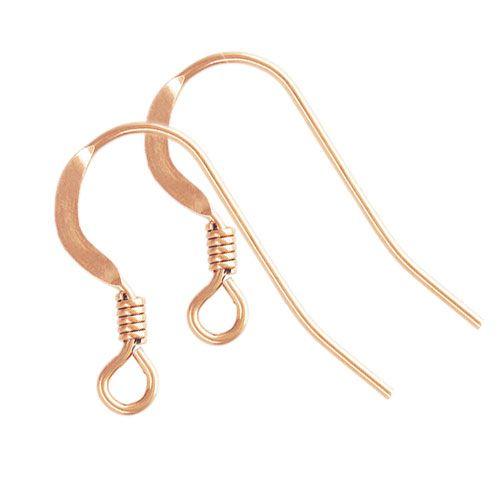 14K Rose Gold Filled Ear Wires - Flat with Coil (Sold by the Pair) - Too Cute Beads