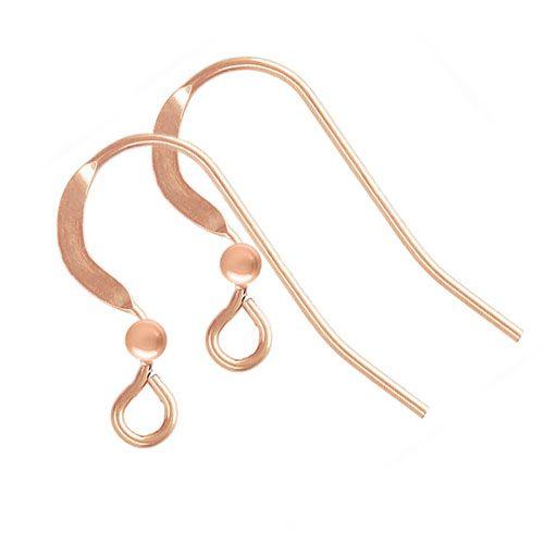 14K Rose Gold Filled Ear Wires - Flat with 2mm Bead (Sold by the Pair)