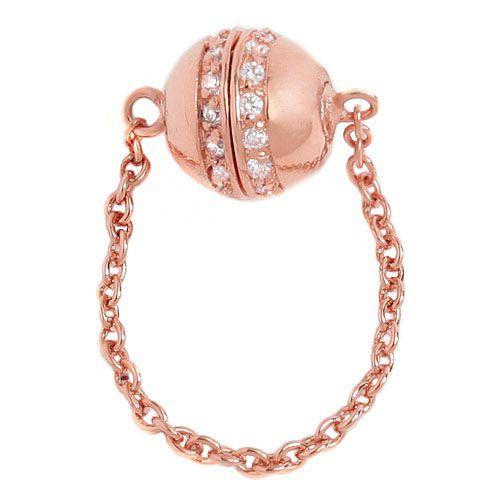 Pave Magnetic 10mm 14K Rose Gold Plate Round Snap Clasp - Crystal CZ (1 Piece)