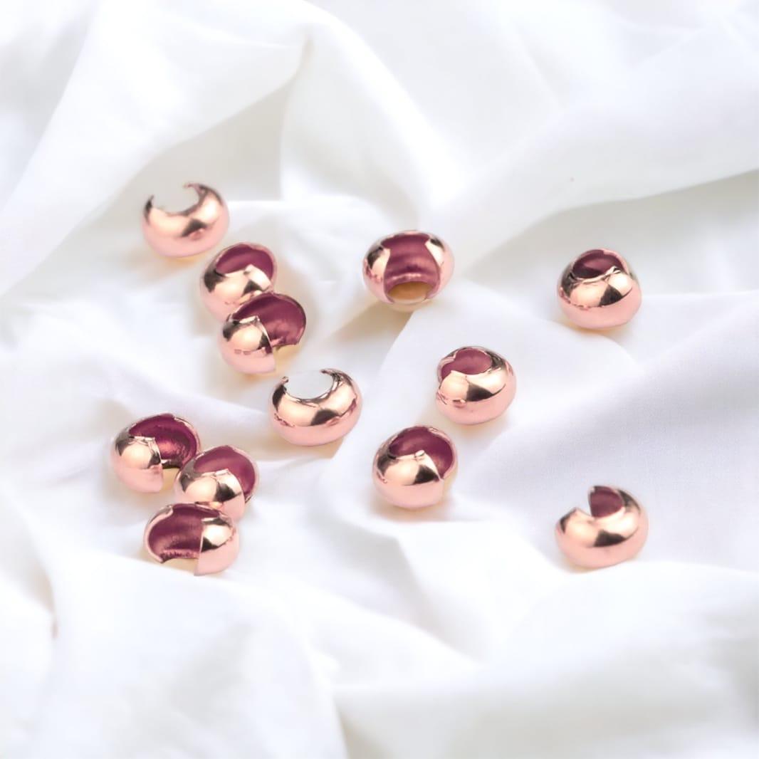 3mm Rose Gold Filled Crimp Covers (10pk) - Too Cute Beads