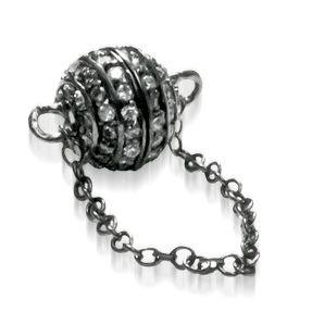 Pave Magnetic 12mm Black Ruthenium Round Clasp - Crystal (1 Piece)