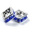 6mm Silver Plate Squaredell - Sapphire (Sold by the piece) - Too Cute Beads