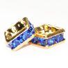 6mm Gold Plate Squaredell - Aquamarine (Sold by the piece)
