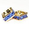 8mm Gold Plate Squaredell - Sapphire (Sold by the piece) - Too Cute Beads