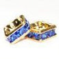 6mm Gold Plate Squaredell - Sapphire (Sold by the piece) - Too Cute Beads