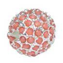 Pave Bead 14mm Sterling Silver Plate - Coral (1 Piece) - Too Cute Beads