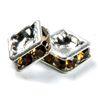 4mm Silver Plate Squaredell - Smoked Topaz (Sold by the piece)