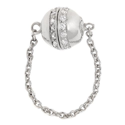 Pave Magnetic 10mm Sterling Silver Plate Round Snap Clasp - Crystal CZ (1 Piece) - Too Cute Beads