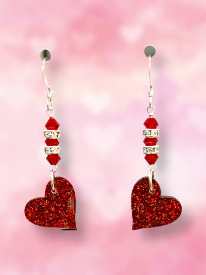 Sparkling Siam Heart Earring Kit - Too Cute Beads