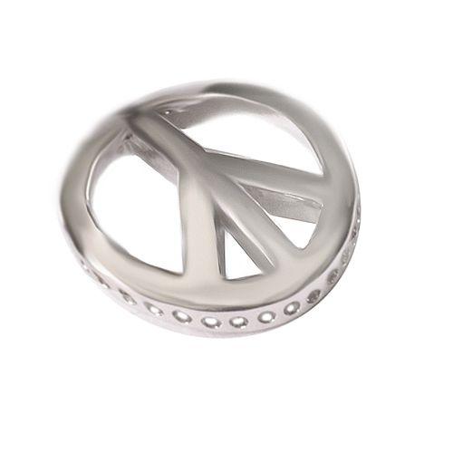 Bead Thru Peace Sign 27mm Silver Plate (1 Piece)