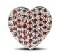 Bead Thru Heart 25mm Silver Plate with Indian Red CZ (1 Piece) - Too Cute Beads