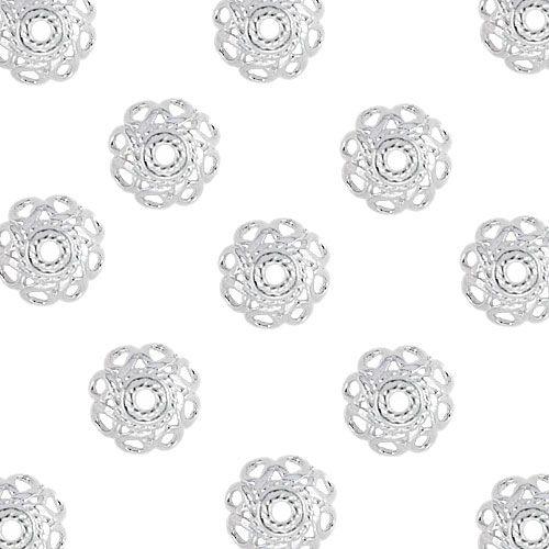 .925 Sterling Silver Fancy Bead Cap - 9.4mm (10 Pack) - Too Cute Beads