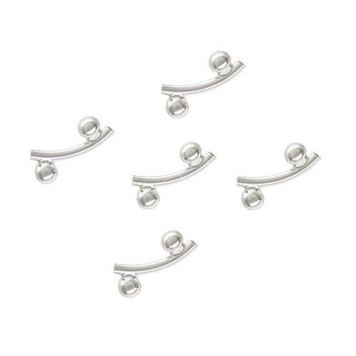 .925 Sterling Silver Curved Tube Spacer Bead w/ 3mm Beads - 1.5x12mm (10 Pack)